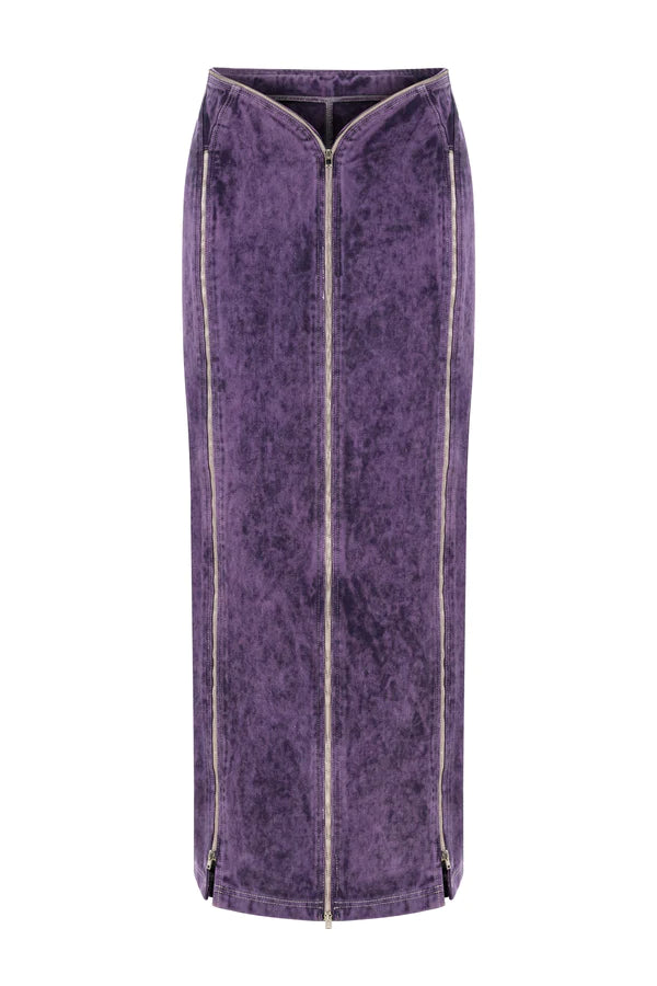 Manipulator Skirt In Purple Acid Wash