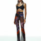 Tainted Flower Mesh Pants In Black