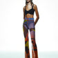 Tainted Flower Mesh Pants in Orange