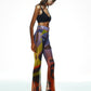 Tainted Flower Mesh Pants in Orange