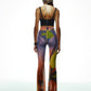 Tainted Flower Mesh Pants in Orange