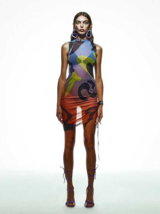 Tainted Flower Mesh Dress