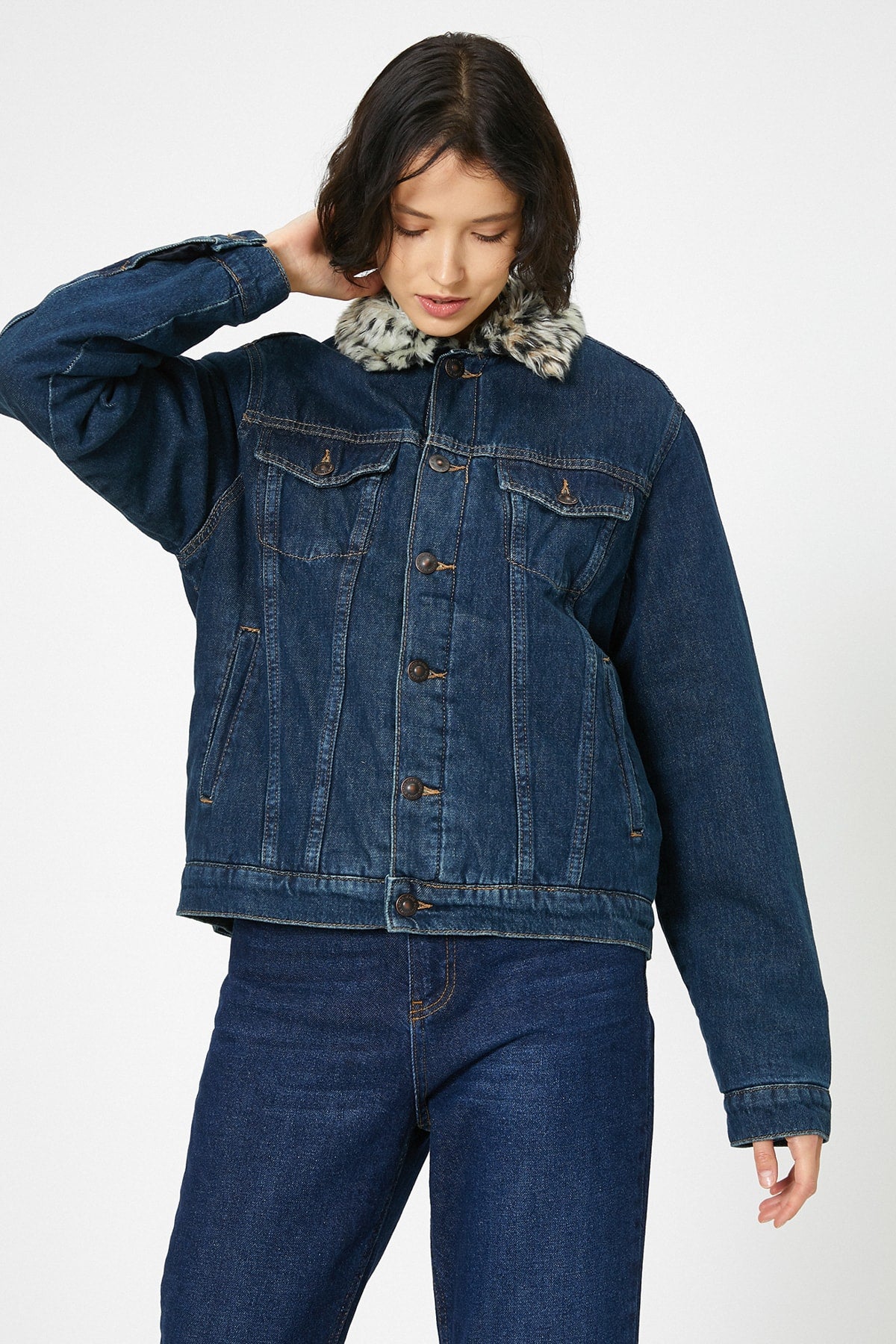 Faux Fur Detailed Jeans Jacket | Wearhause